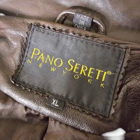 Vintage Men's Pano Sereti New York Leather Flight Bomber Jacket in Brown X-Large - Picture 6 of 11